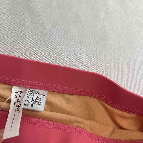 NWT Newport News Shape FX Pink Bathing Suit Bottoms Sz 8 High Cut 90s 2000s Y2K - Picture 2 of 5